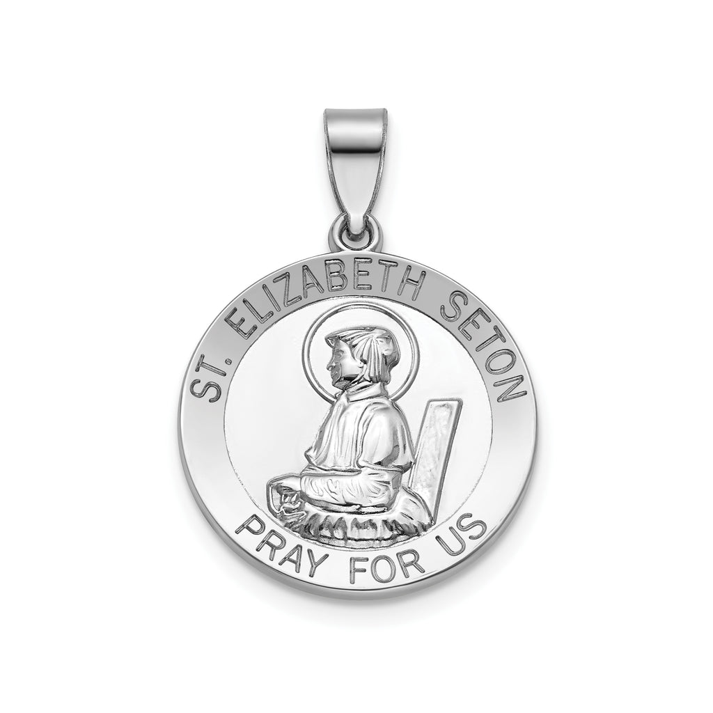 Round St. Elizabeth Medal in Sterling Silver, 18.25mm - Sophia Jewelers