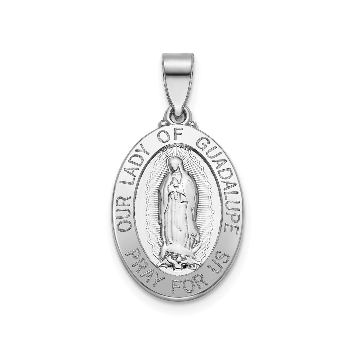 Our Lady of Guadalupe Medal in Sterling Silver, 18.5x13.5mm - Sophia Jewelers Main image