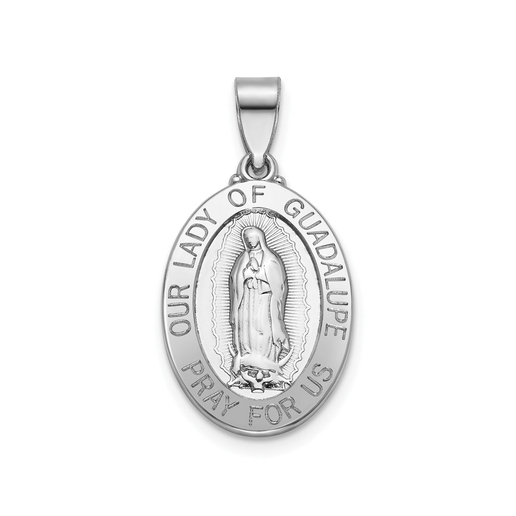Our Lady of Guadalupe Medal in Sterling Silver, 18.5x13.5mm - Sophia Jewelers