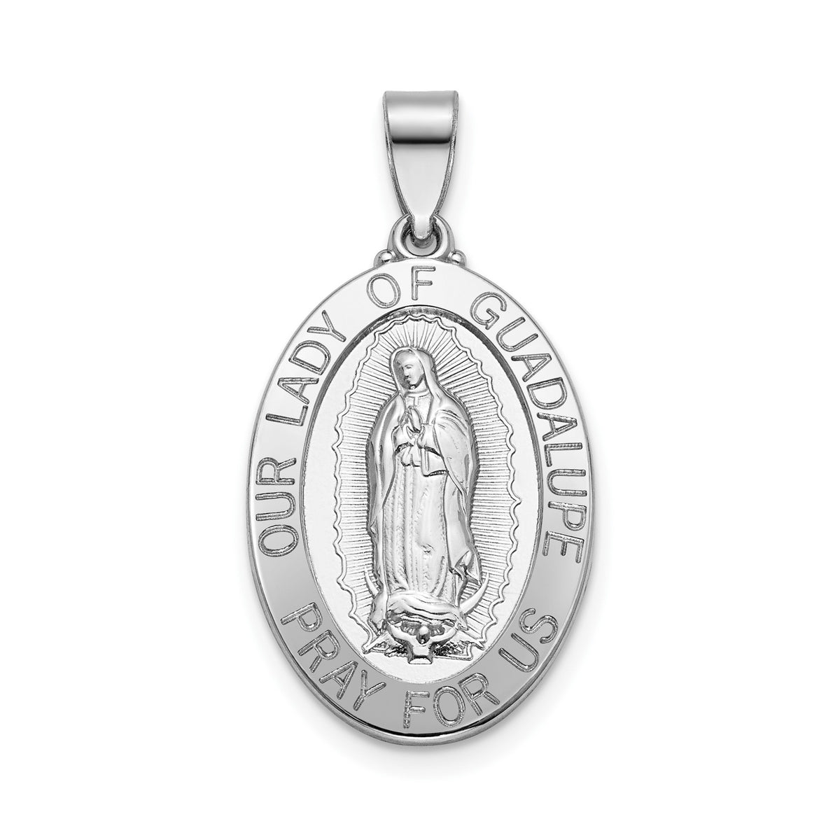 Our Lady of Guadalupe Medal in Sterling Silver, 21.5x15mm - Sophia Jewelers Main image