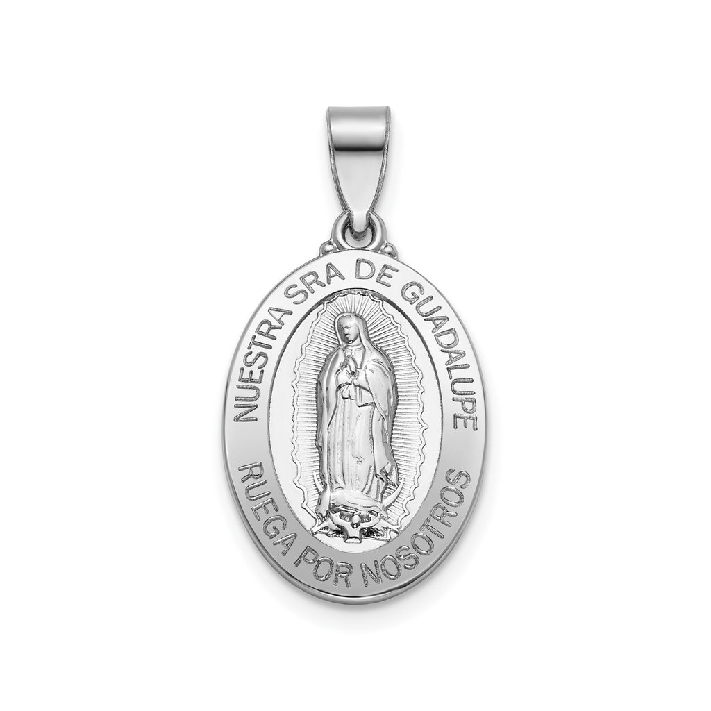 Oval Guadalupe-Spanish Medal in Sterling Silver, 18.5x13.5mm - Sophia Jewelers