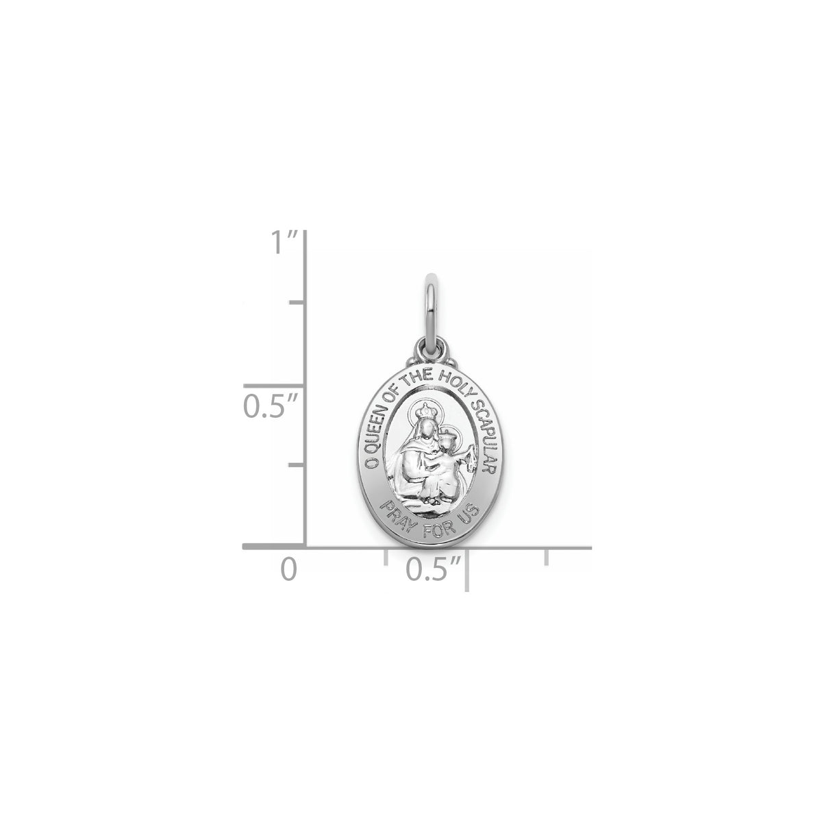 Oval Holy Scapular Medal in Sterling Silver, 15x11.5mm - Sophia Jewelers