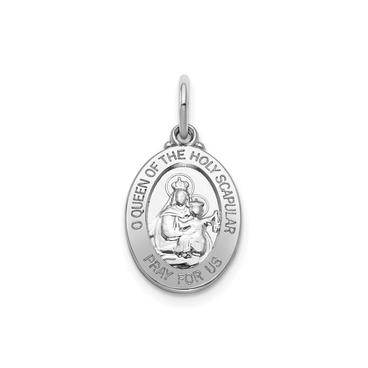 Oval Holy Scapular Medal in Sterling Silver, 15x11.5mm - Sophia Jewelers Main image