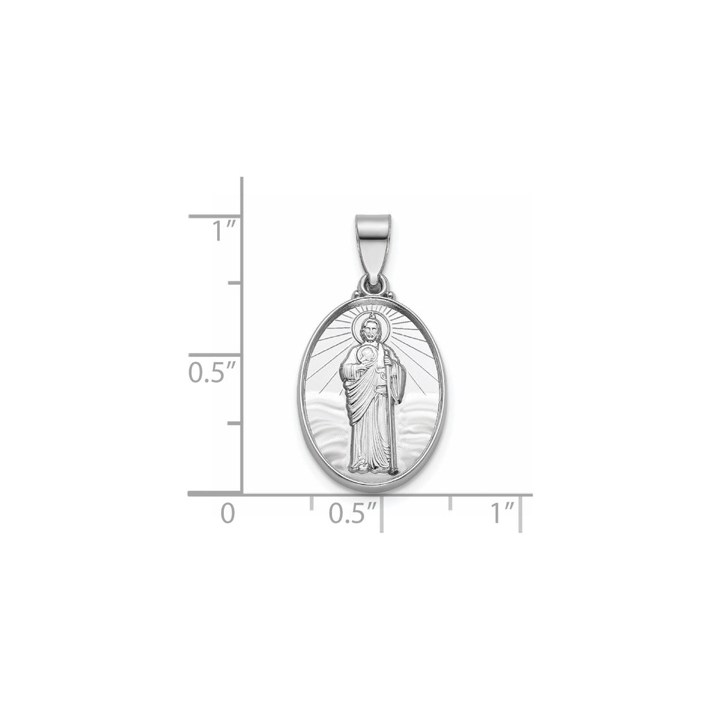 Oval St. Jude Thaddeus Medal in Sterling Silver, 18.5x13.5mm - Sophia Jewelers