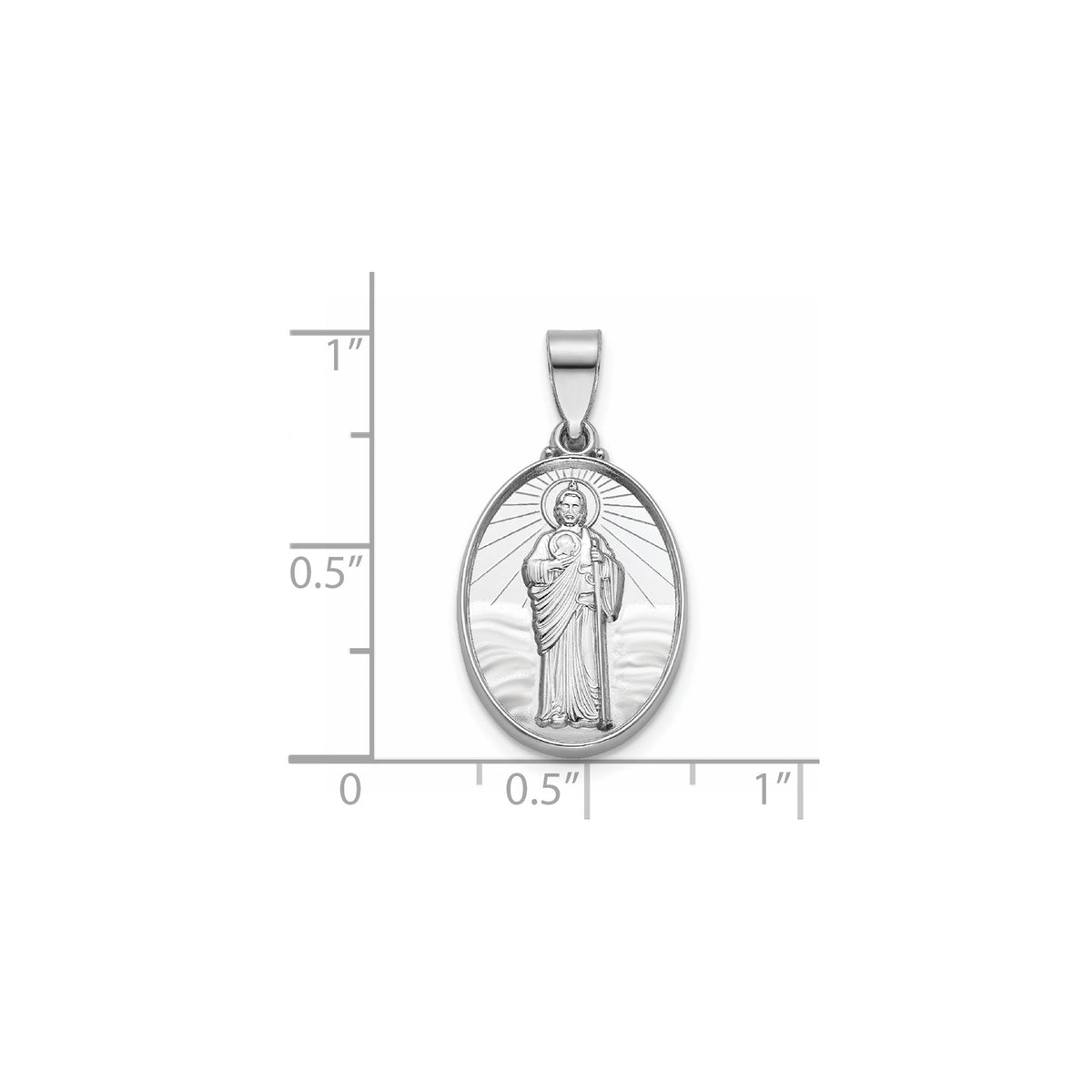 Oval St. Jude Thaddeus Medal in Sterling Silver, 18.5x13.5mm - Sophia Jewelers