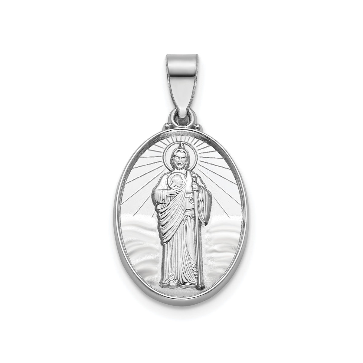 Oval St. Jude Thaddeus Medal in Sterling Silver, 18.5x13.5mm - Sophia Jewelers Main image