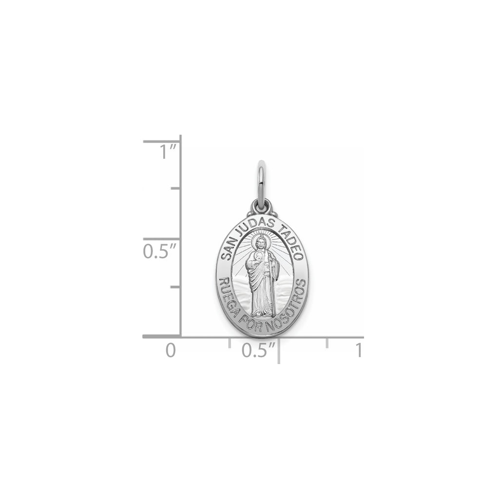 Oval St. Jude Thaddeus-Spanish Medal in Sterling Silver, 16.5x12mm - Sophia Jewelers