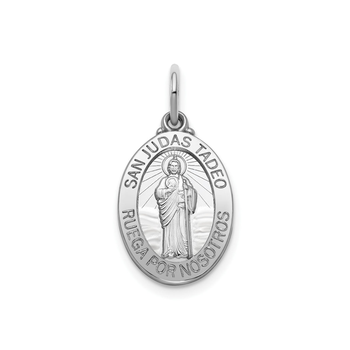 Oval St. Jude Thaddeus-Spanish Medal in Sterling Silver, 16.5x12mm - Sophia Jewelers Main image
