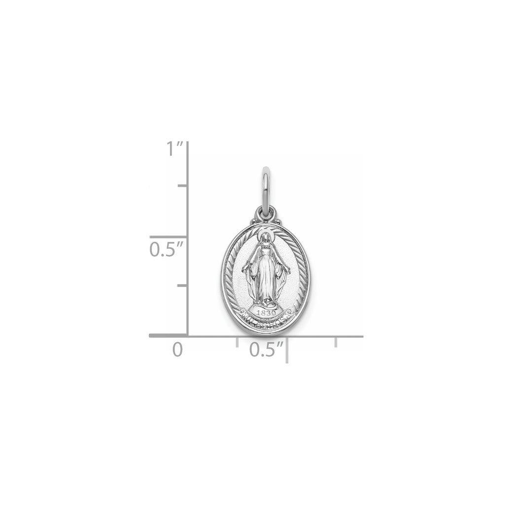 Oval Milagrosa Medal in Sterling Silver, 15x11.5mm - Sophia Jewelers