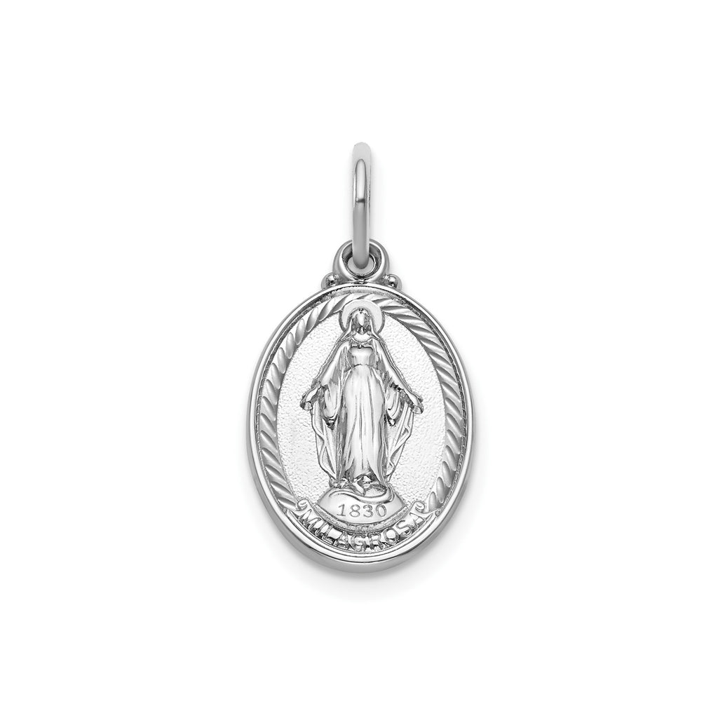 Oval Milagrosa Medal in Sterling Silver, 15x11.5mm - Sophia Jewelers