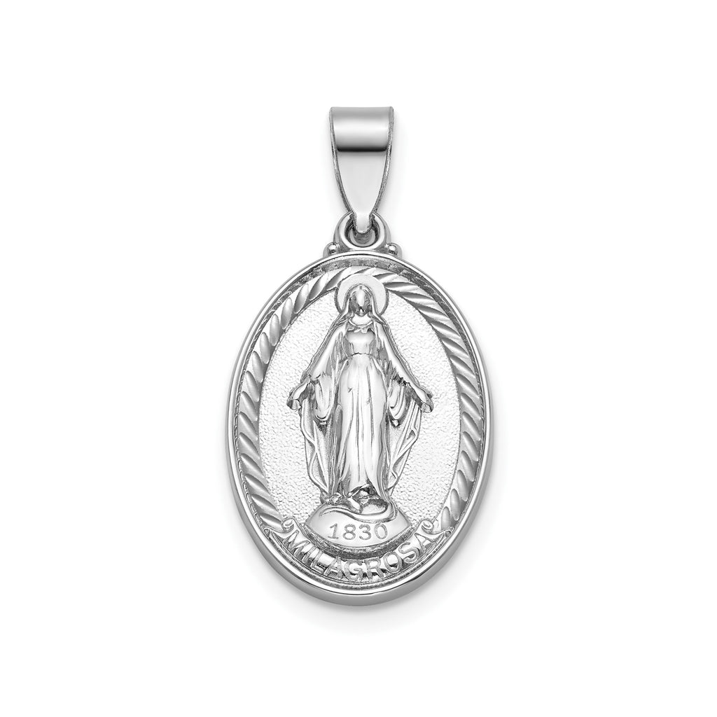 Oval Milagrosa Medal in Sterling Silver, 18.5x13.5mm - Sophia Jewelers