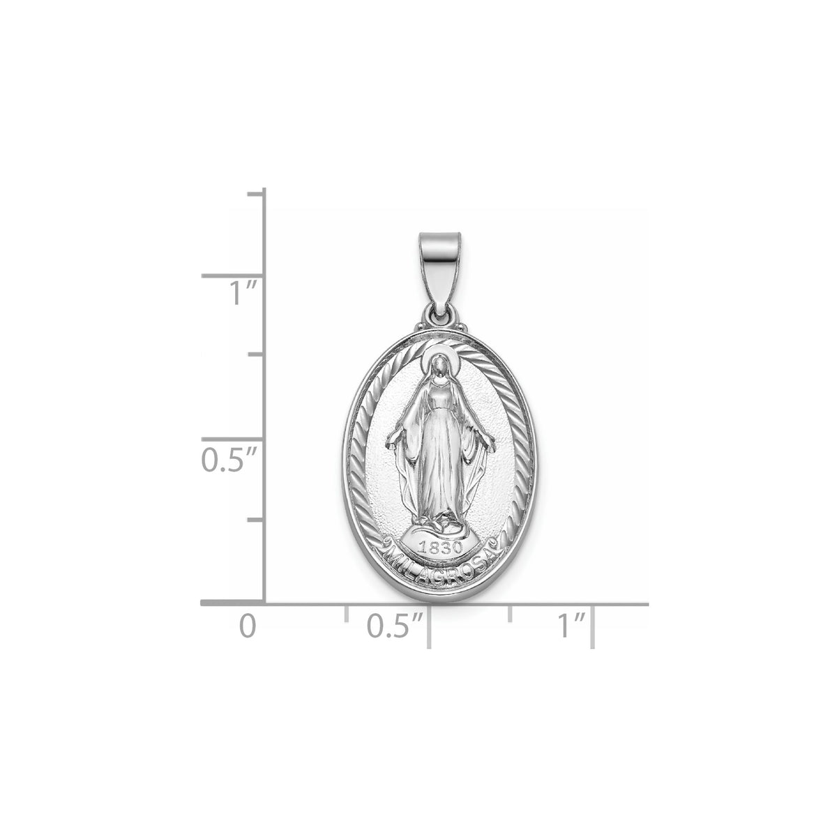 Oval Milagrosa Medal in Sterling Silver, 21.5x15mm - Sophia Jewelers