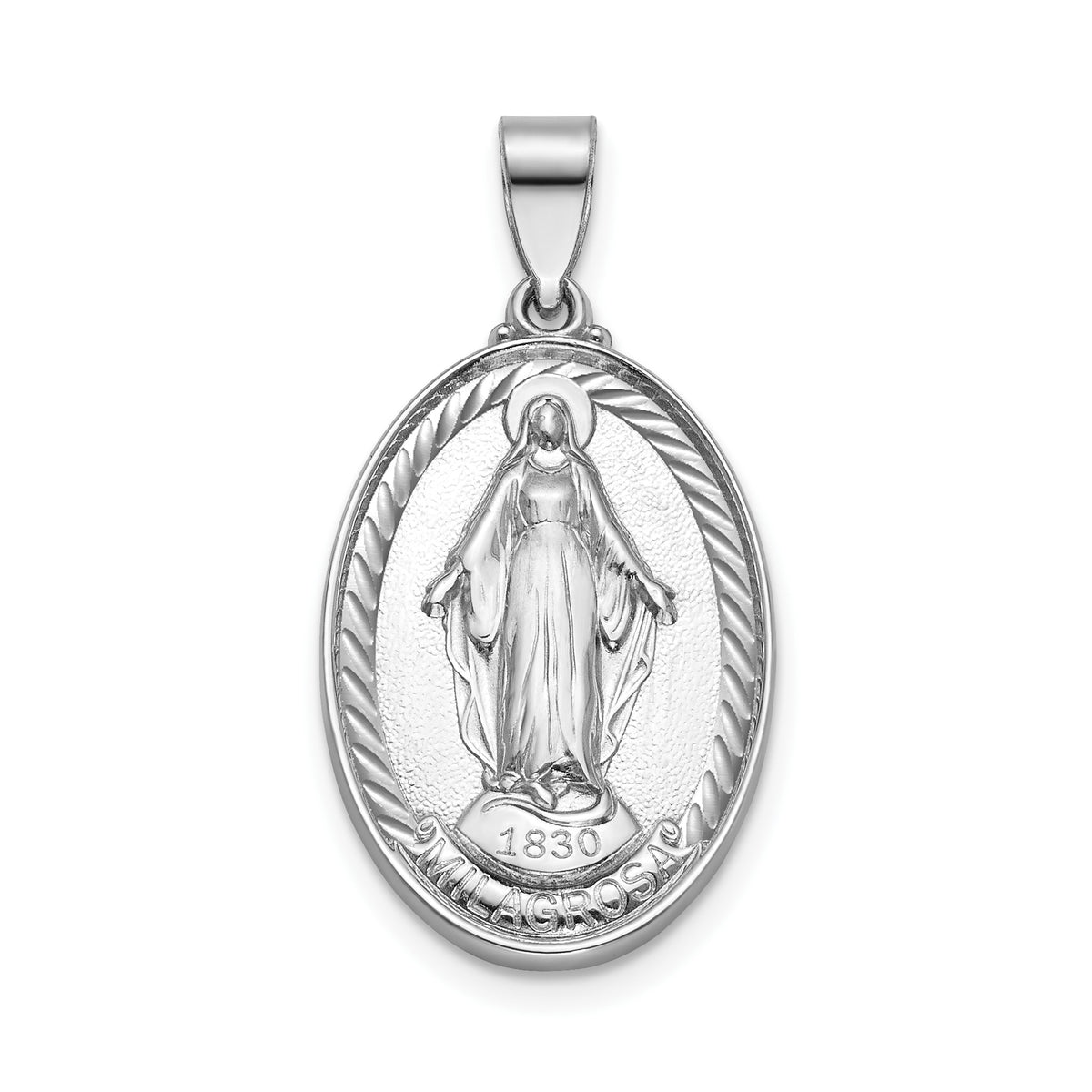 Oval Milagrosa Medal in Sterling Silver, 21.5x15mm - Sophia Jewelers