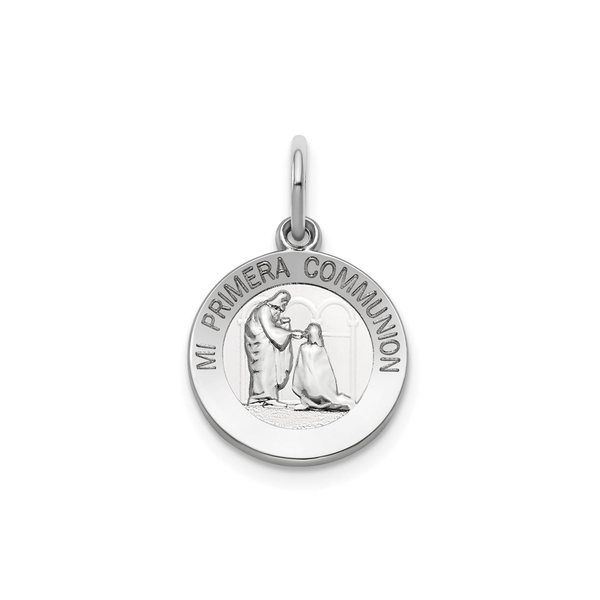 Round 1st Communion-Spanish Medal in Sterling Silver - Sophia Jewelers Main image