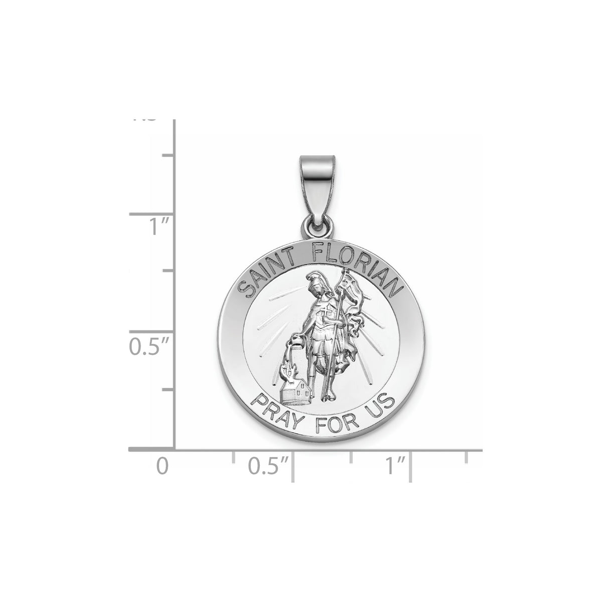 Round St. Florian Medal in Sterling Silver - Sophia Jewelers