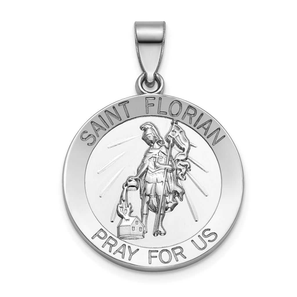 Round St. Florian Medal in Sterling Silver - Sophia Jewelers