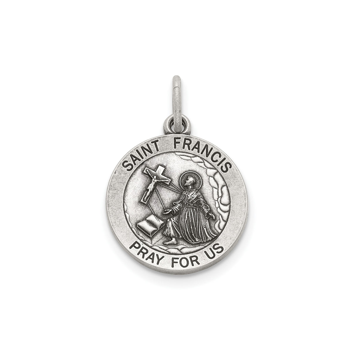 Antique Round St. Francis Medal in Sterling Silver - Sophia Jewelers Main image