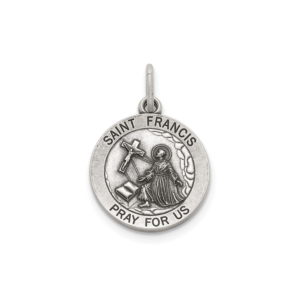 Antique Round St. Francis Medal in Sterling Silver - Sophia Jewelers