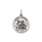 Antique Round St. Francis Medal in Sterling Silver - Sophia Jewelers
