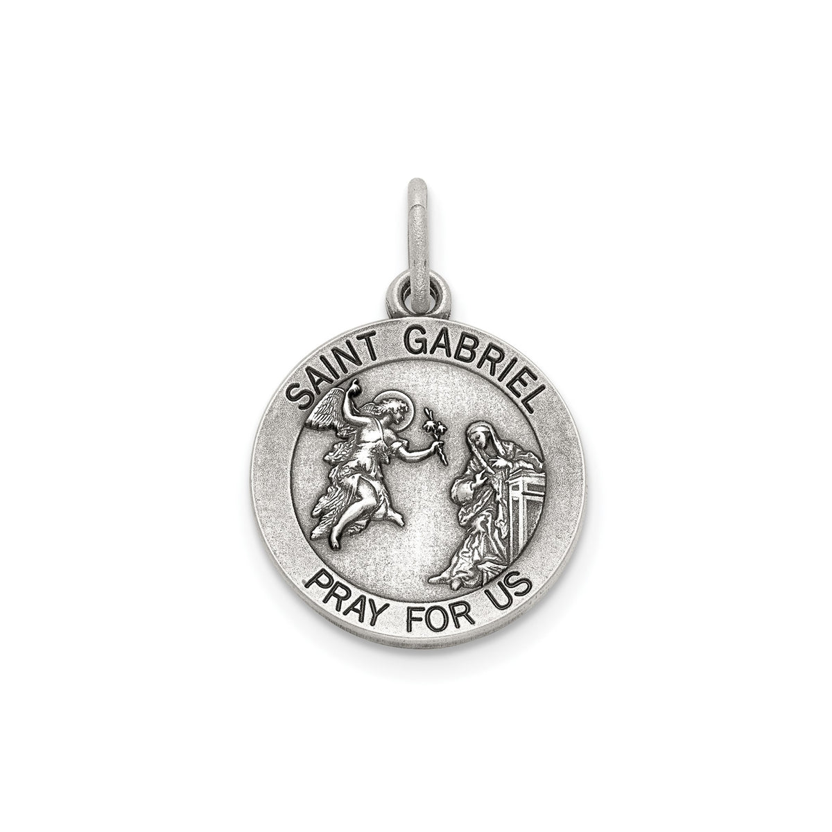 Antique Round St. Gabriel Medal in Sterling Silver - Sophia Jewelers Main image