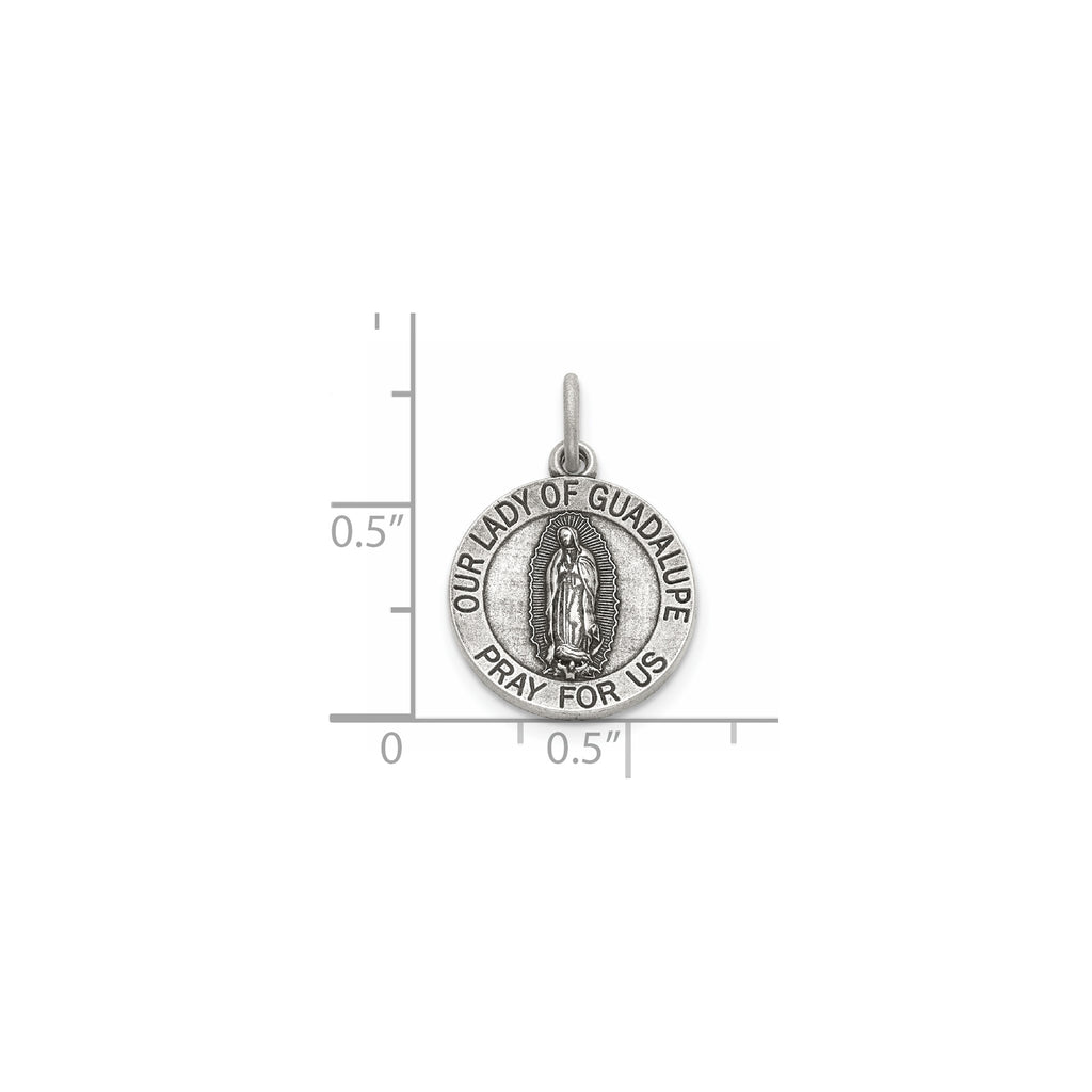 Our Lady of Guadalupe Medal in Sterling Silver, 14.5mm - Sophia Jewelers