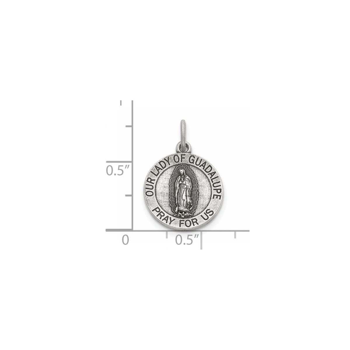 Our Lady of Guadalupe Medal in Sterling Silver, 14.5mm - Sophia Jewelers