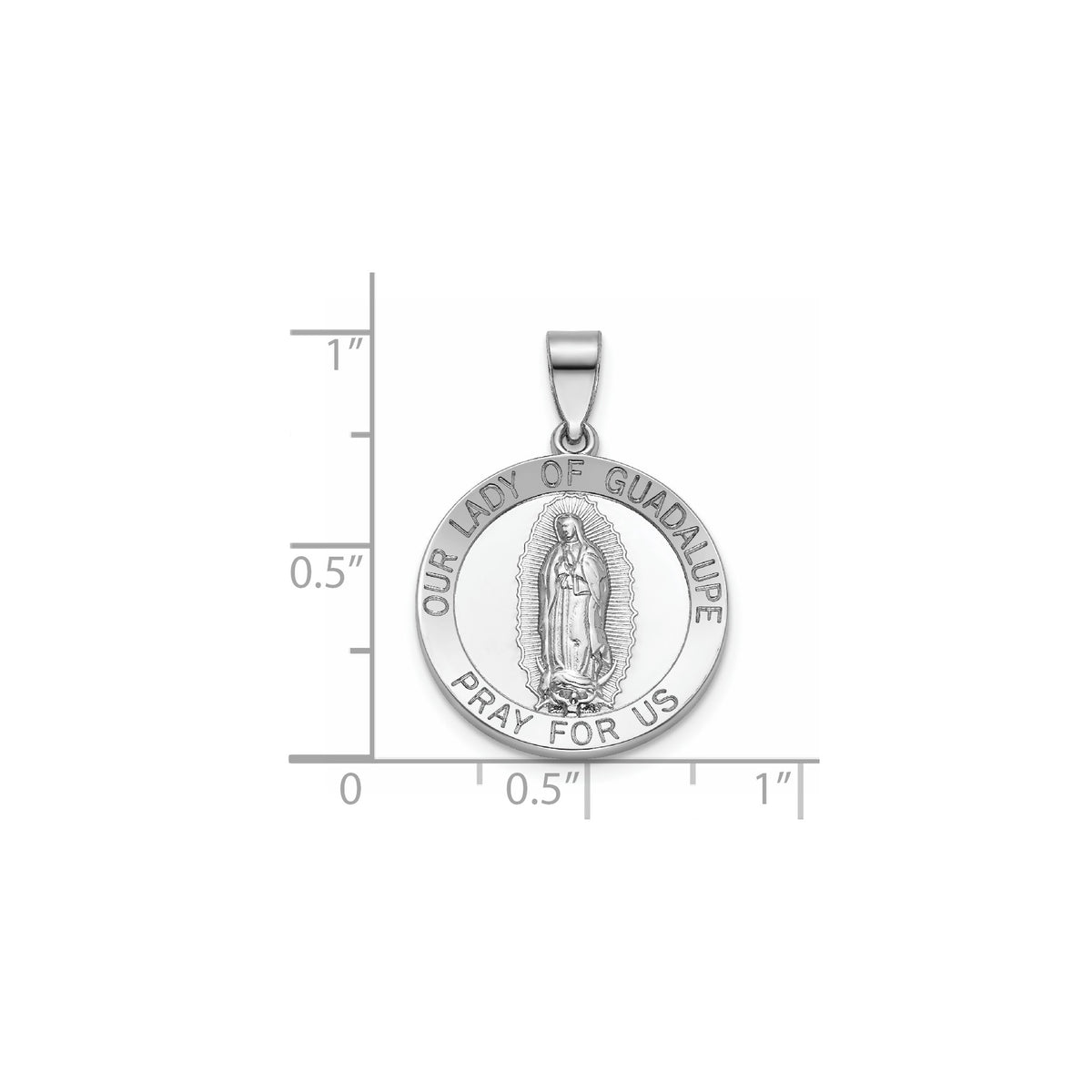 Our Lady of Guadalupe Medal in Sterling Silver, 18.25mm - Sophia Jewelers