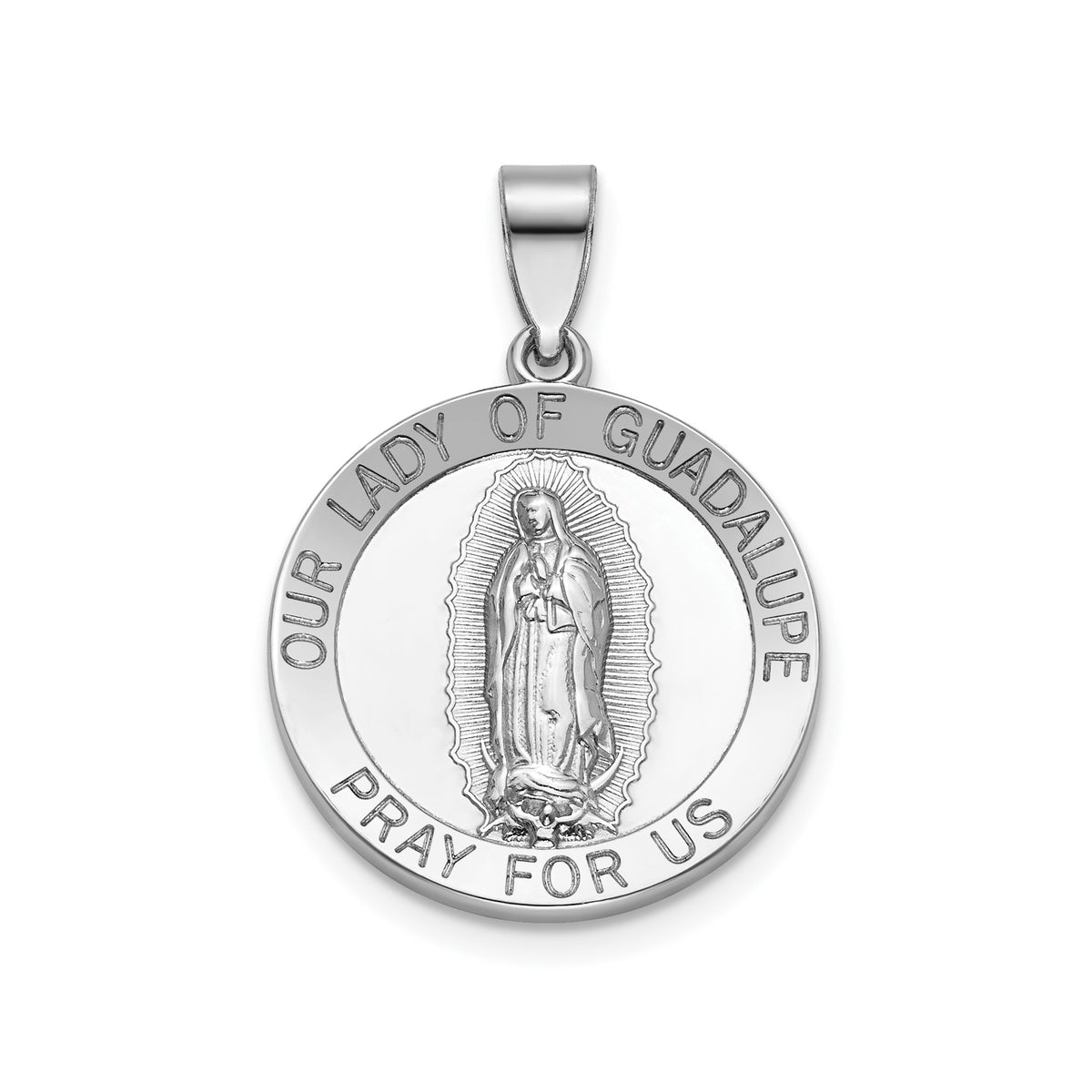Our Lady of Guadalupe Medal in Sterling Silver, 18.25mm - Sophia Jewelers Main image
