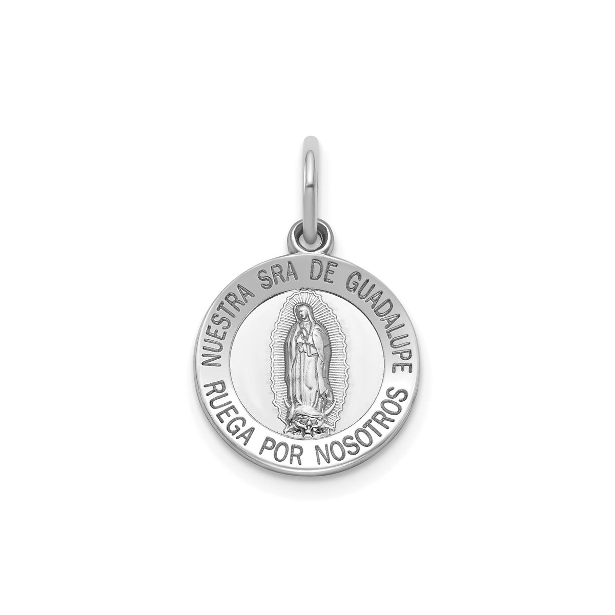 Round Guadalupe-Spanish Medal in Sterling Silver, 13.25mm - Sophia Jewelers Main image