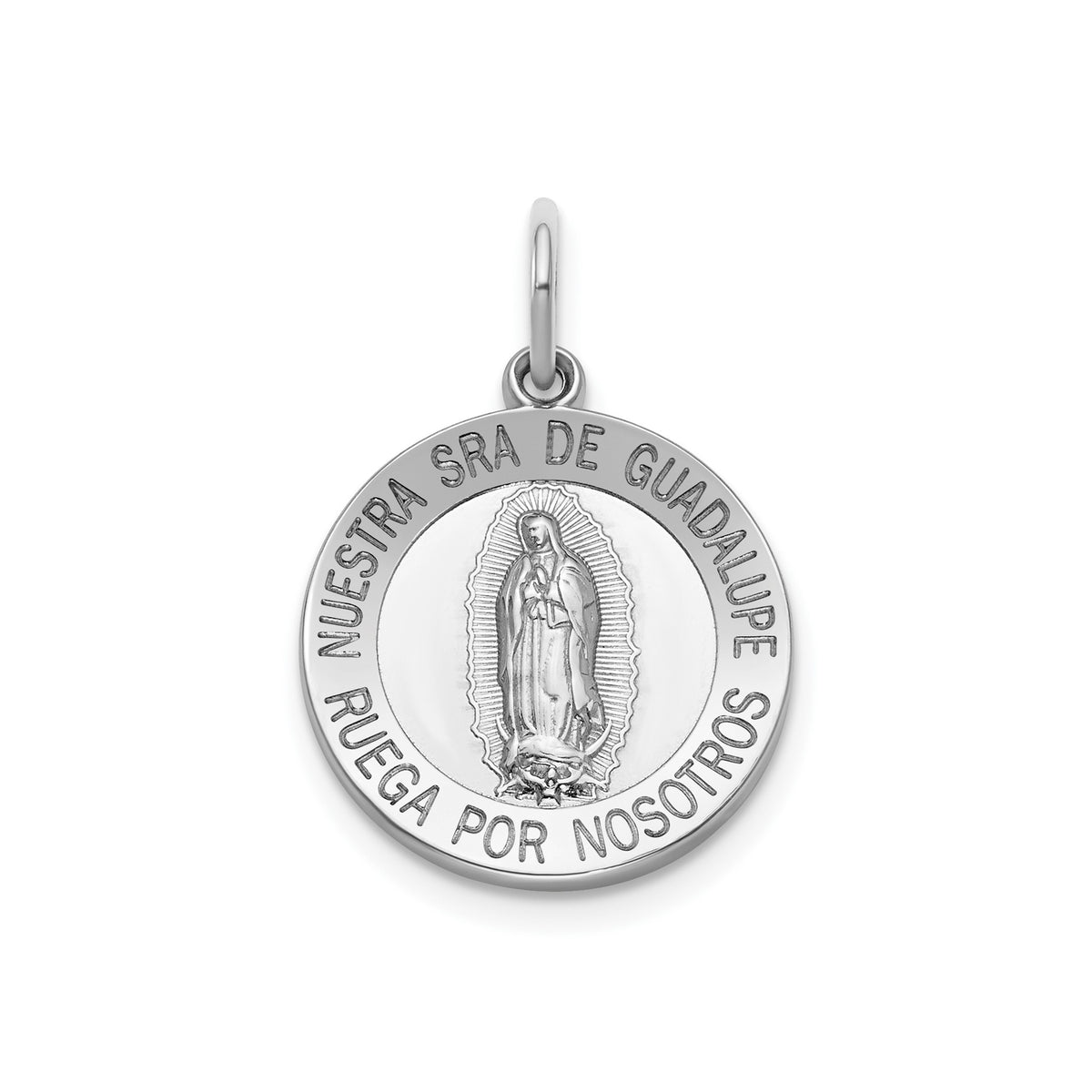 Round Guadalupe-Spanish Medal in Sterling Silver, 16.25mm - Sophia Jewelers Main image