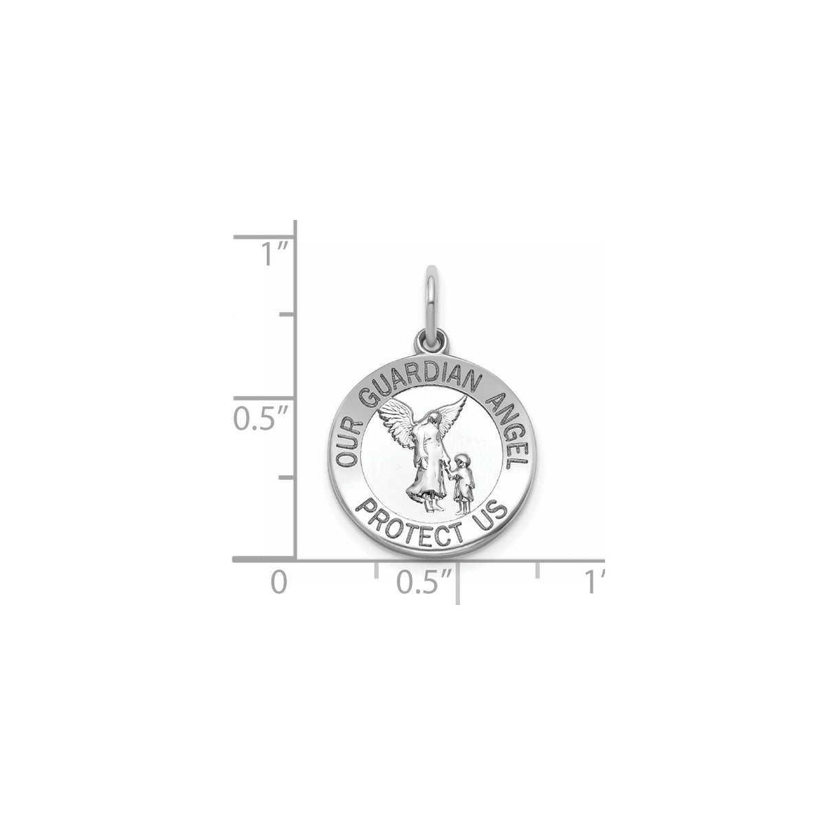Round Guardian Angel Medal in Sterling Silver - Sophia Jewelers