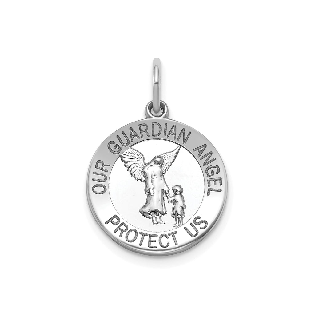 Round Guardian Angel Medal in Sterling Silver - Sophia Jewelers
