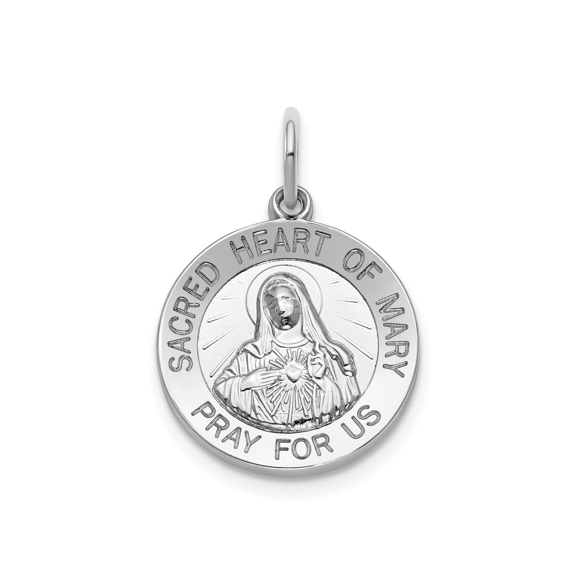 Round Heart of Mary Medal in Sterling Silver - Sophia Jewelers Main image