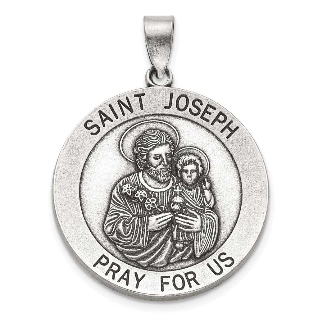 Antique Round St. Joseph Medal in Sterling Silver - Sophia Jewelers
