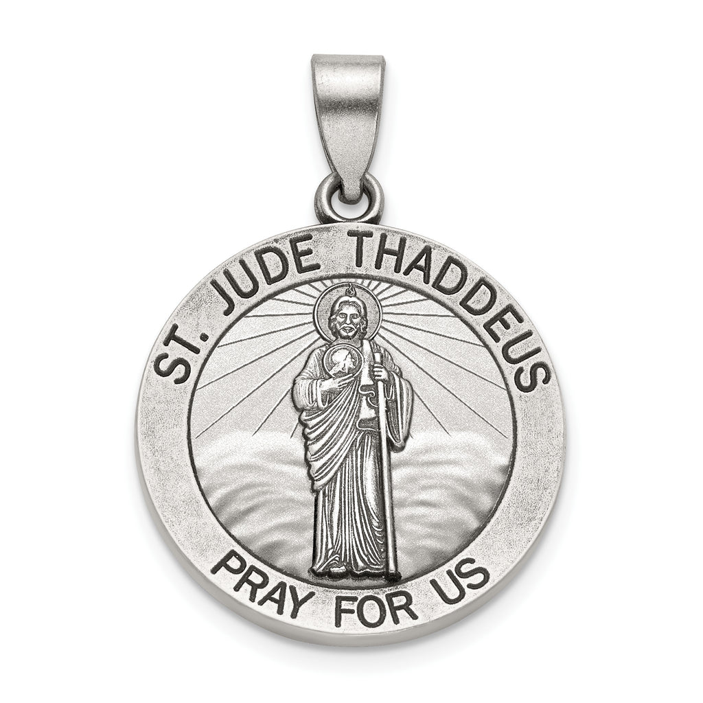 Round St. Jude Thaddeus Medal in Sterling Silver, 22mm - Sophia Jewelers