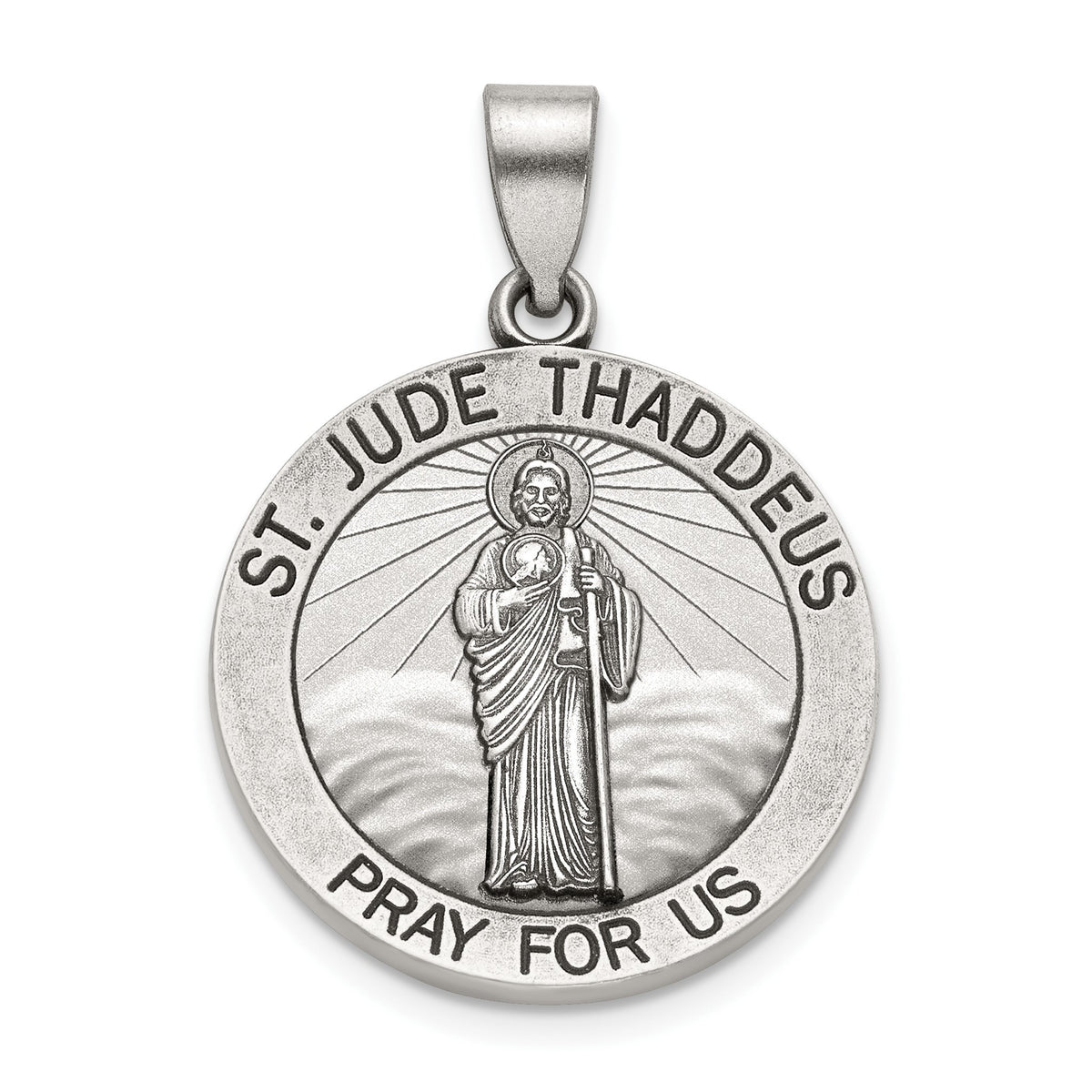 Round St. Jude Thaddeus Medal in Sterling Silver, 22mm - Sophia Jewelers