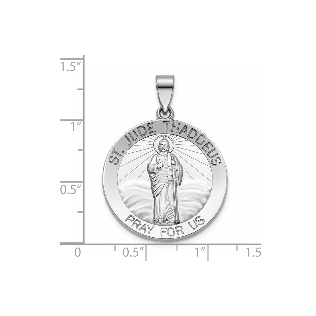 Round St. Jude Thaddeus Medal in Sterling Silver, 25.25mm - Sophia Jewelers