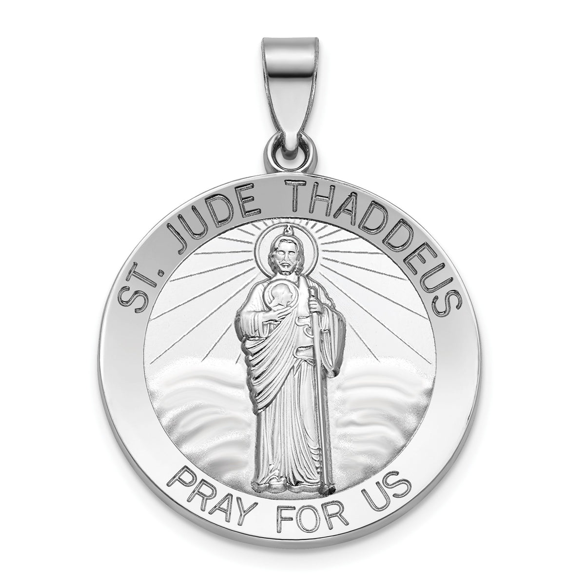 Round St. Jude Thaddeus Medal in Sterling Silver, 25.25mm - Sophia Jewelers