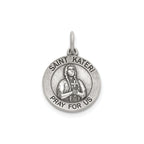 Antique Round St. Kateri Medal in Sterling Silver - Sophia Jewelers