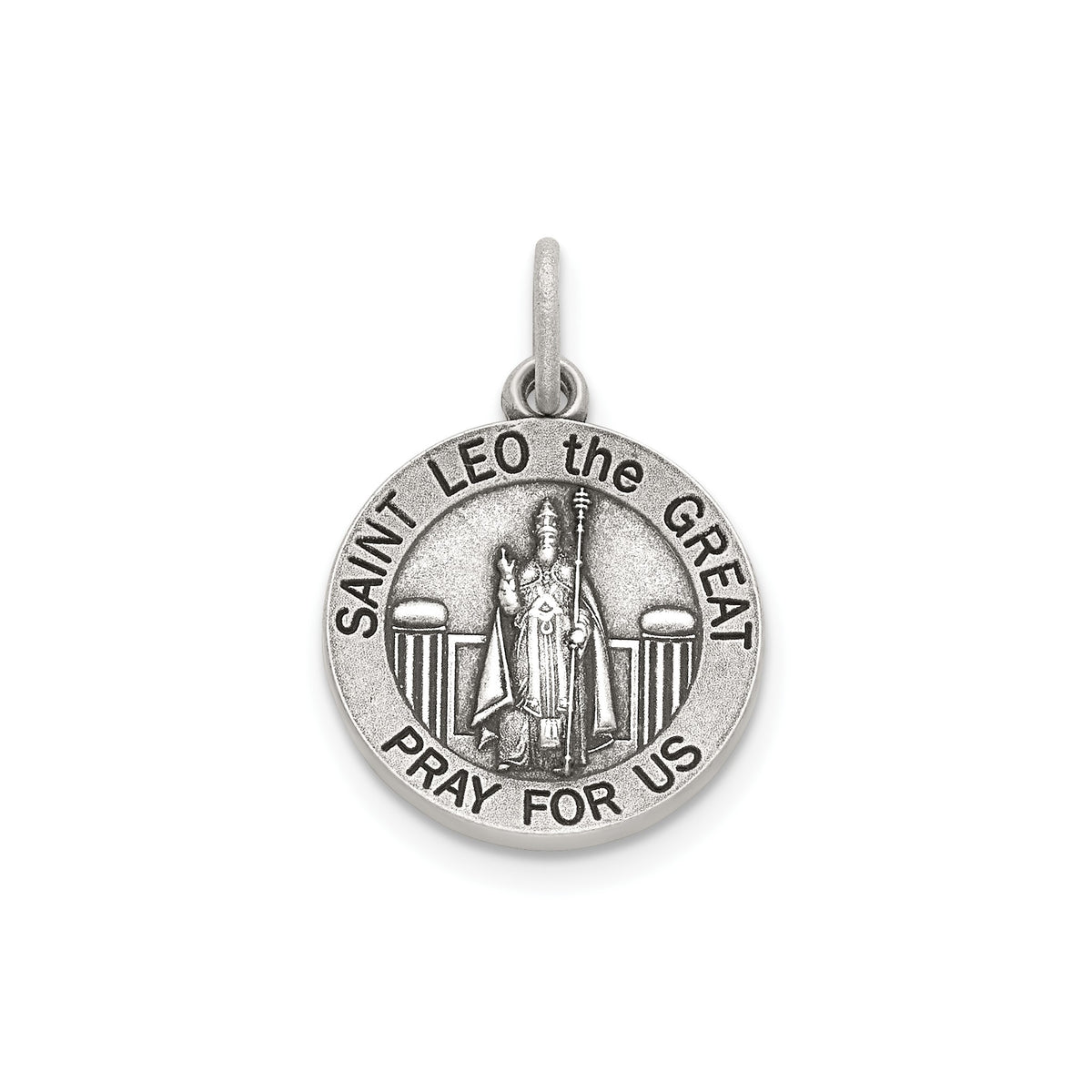 Antique Round St. Leo Medal in Sterling Silver - Sophia Jewelers Main image