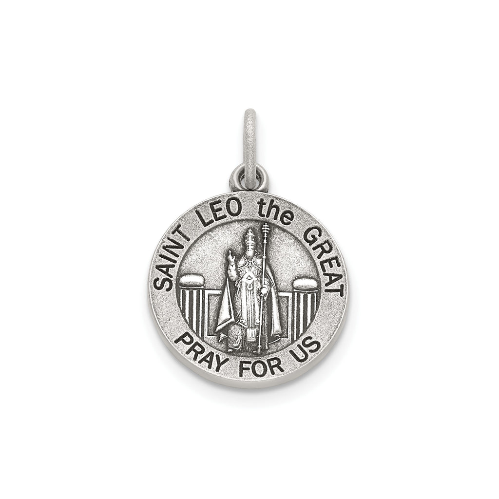 Antique Round St. Leo Medal in Sterling Silver - Sophia Jewelers