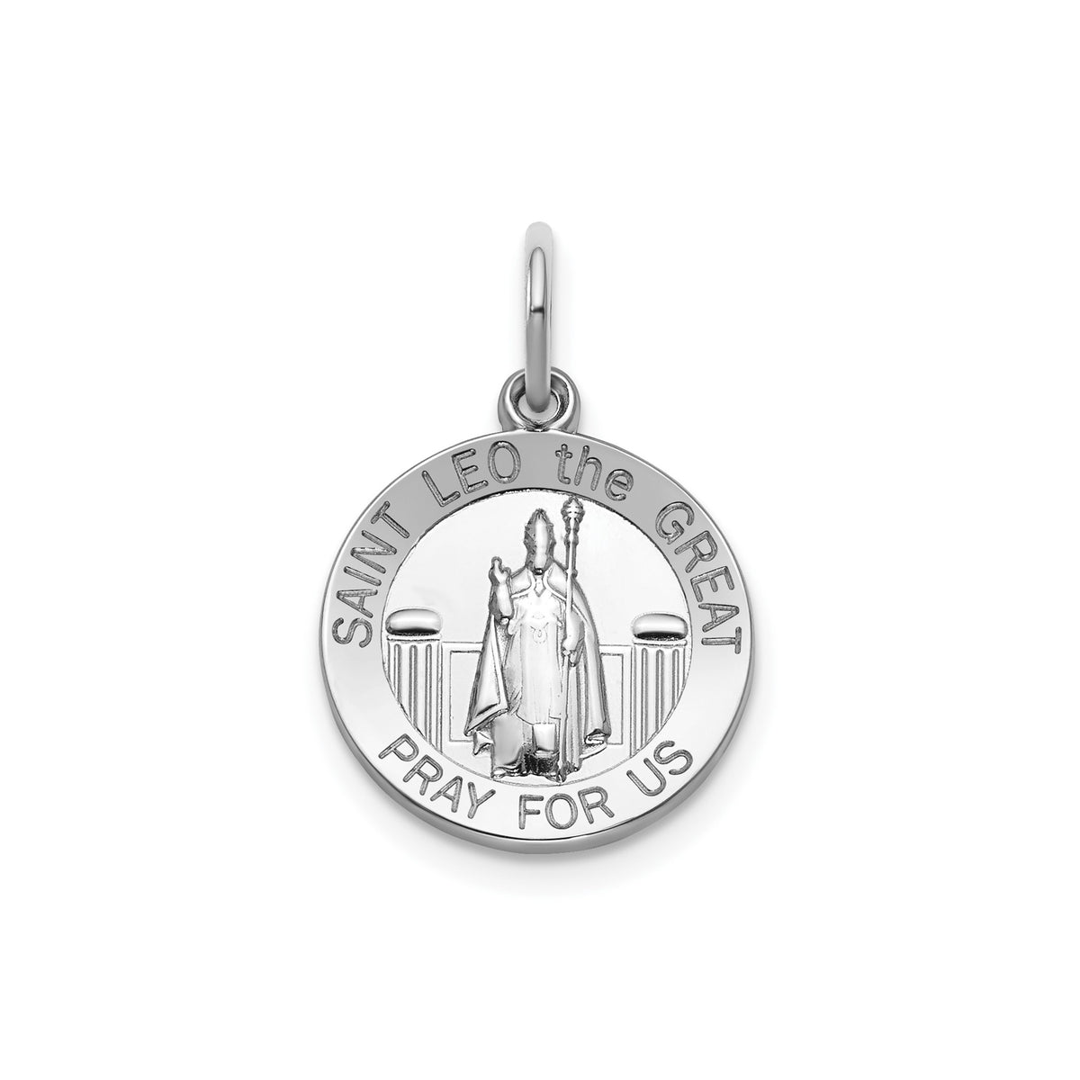 Round St. Leo Medal in Sterling Silver - Sophia Jewelers