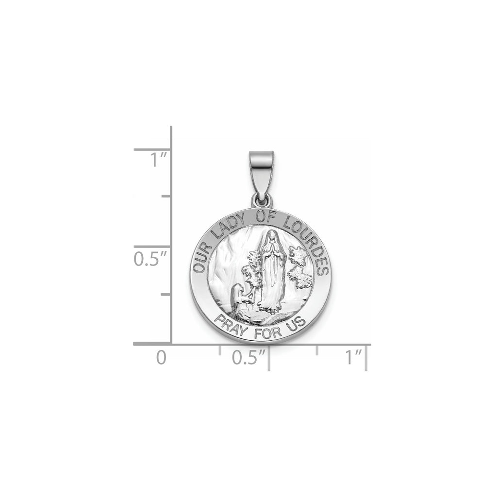 Our Lady of Lourdes Medal in Sterling Silver, 18.25mm - Sophia Jewelers