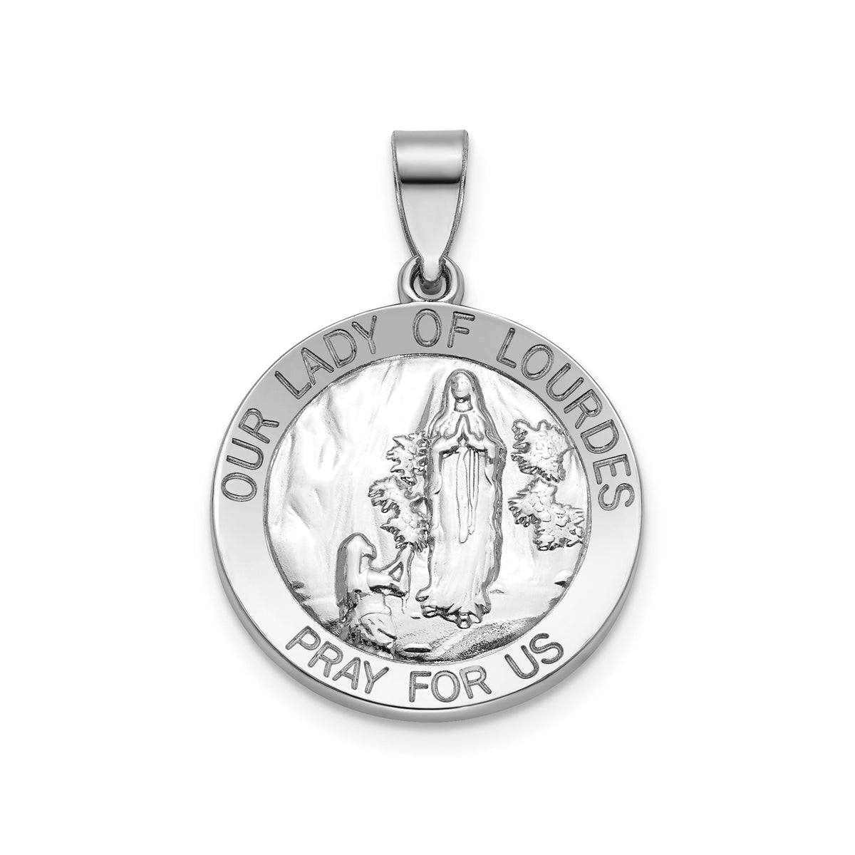 Our Lady of Lourdes Medal in Sterling Silver, 18.25mm - Sophia Jewelers