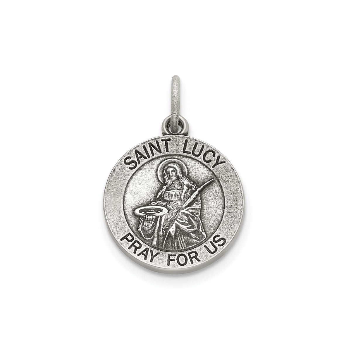 Antique Round St. Lucy Medal in Sterling Silver - Sophia Jewelers Main image