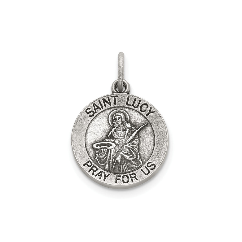 Antique Round St. Lucy Medal in Sterling Silver - Sophia Jewelers