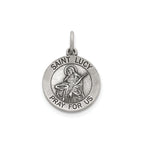Antique Round St. Lucy Medal in Sterling Silver - Sophia Jewelers
