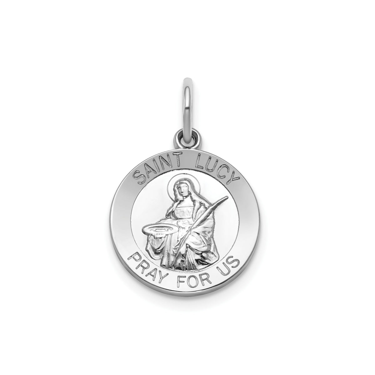 Round St. Lucy Medal in Sterling Silver - Sophia Jewelers Main image