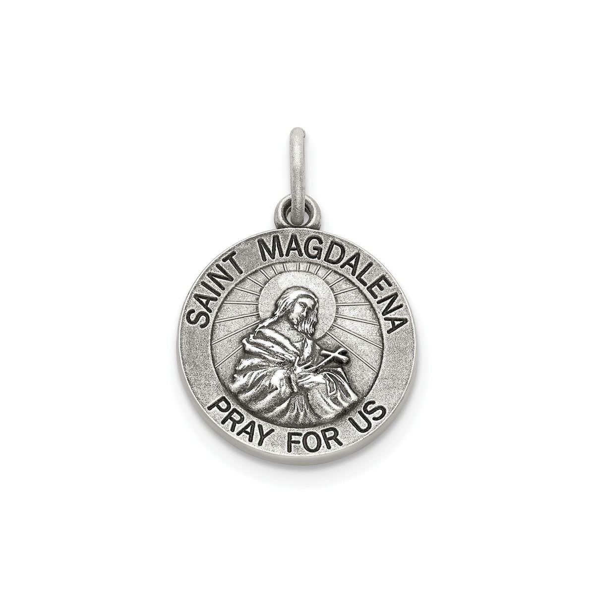 Antique Round St. Magdalena Medal in Sterling Silver - Sophia Jewelers Main image
