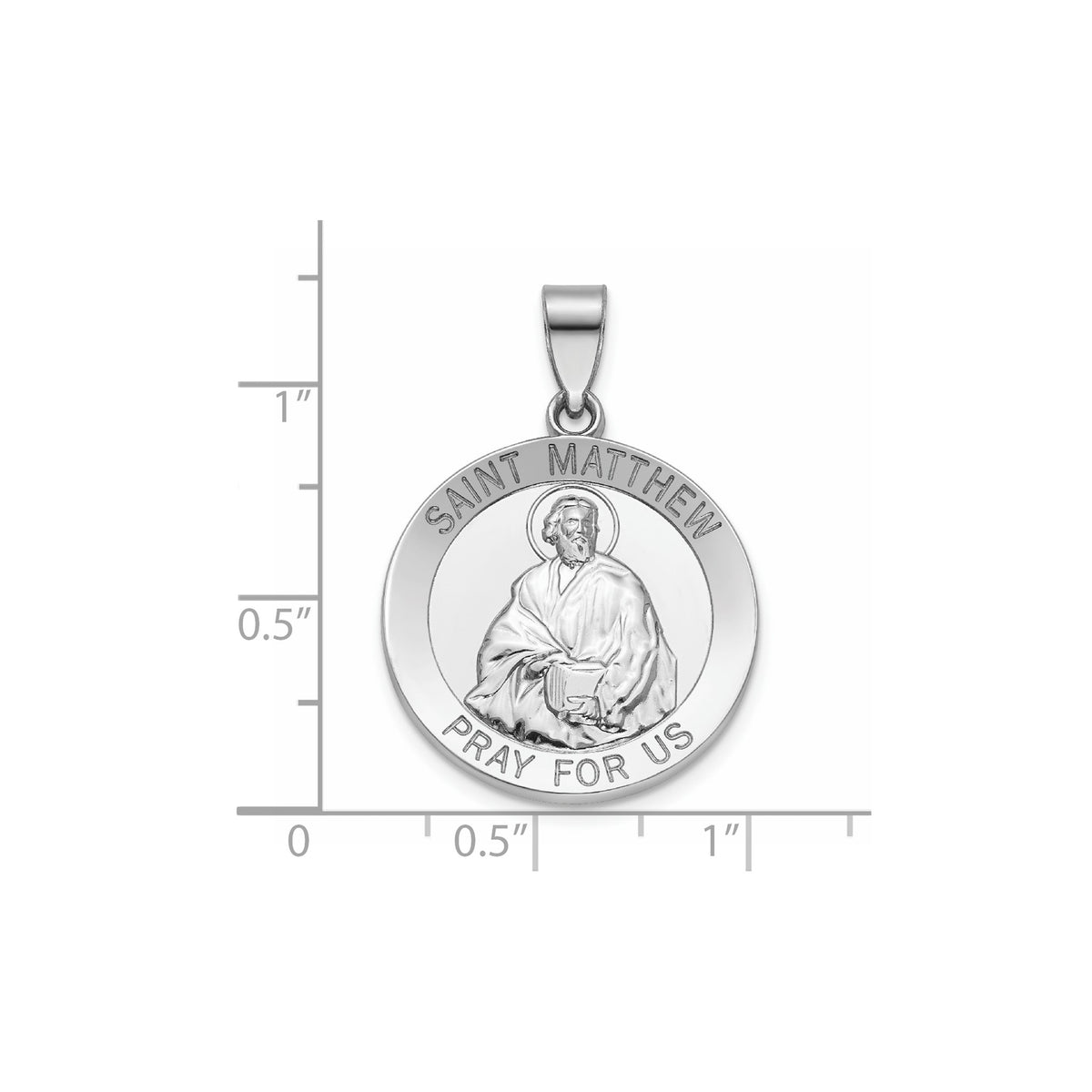 Round St. Matthew Medal in Sterling Silver, 22mm - Sophia Jewelers